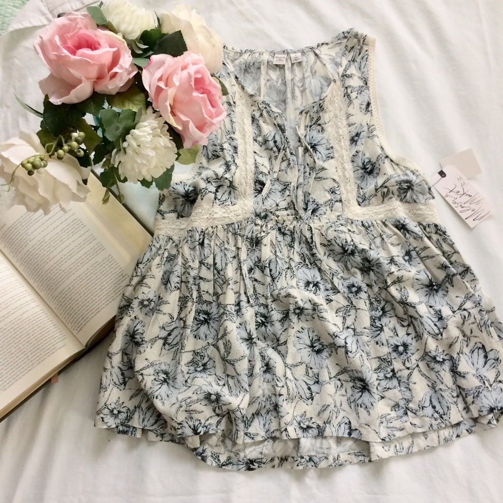 melrose and market lace inset top
